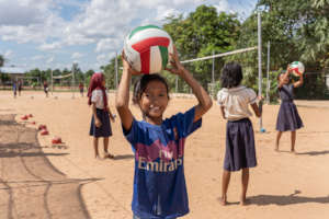 HHC student on the improved sports pitch