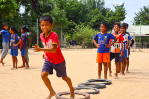 The kids in physical education class