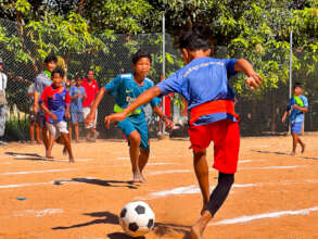 Boys playing soccer