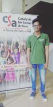 Lucky at a CSA donor meet sharing his life story