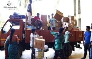 Truck load of relief material being dispatched