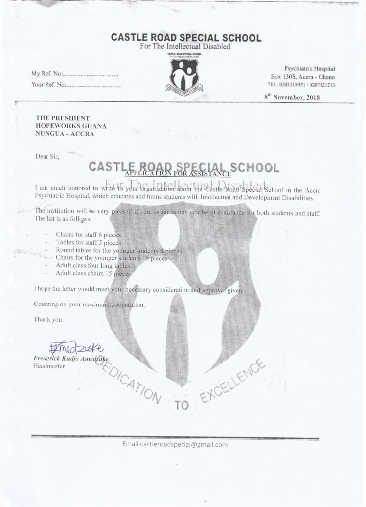 Furnish a school for 75 disabled children in Ghana
