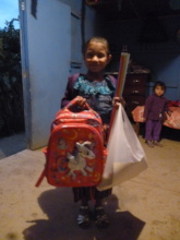 Yesica with Her School Supplies