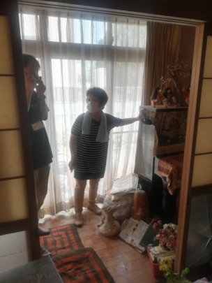 Taking a photo in the hallway