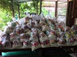 Some of the 1000 care  packages we give each week.