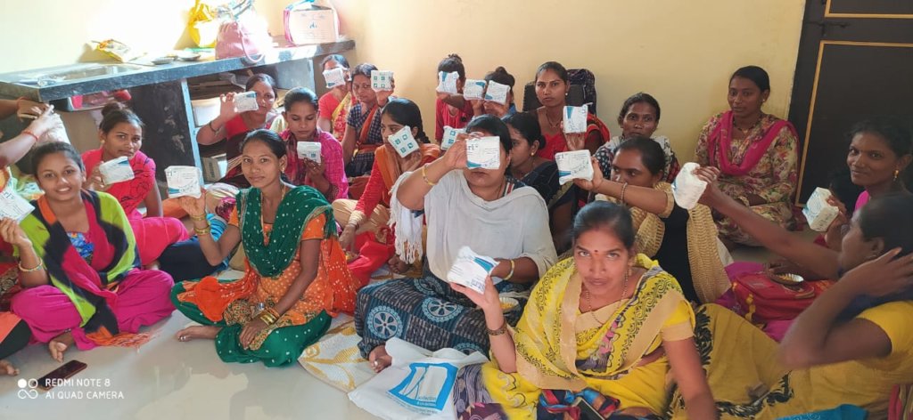 Sanitary napkins distributed to women