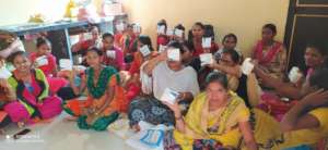 Sanitary napkins distributed to women