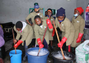 Mixing soap is hard work!