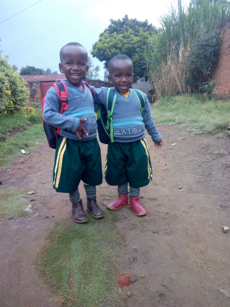 Twins in our program on their way to school