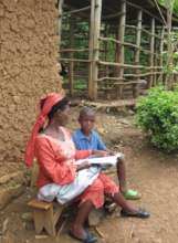 One of the children working on his homework