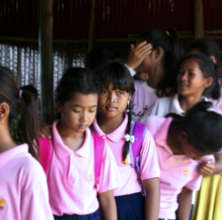 The children got their new school bag and supplies