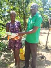 Outpost families receiving gifts