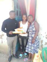 Outpost families receiving gifts