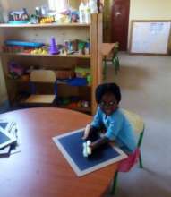 Trying the equipment before Kindergarten opened