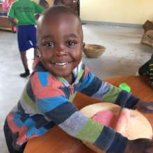 Enjoying playdough made from local ingredients