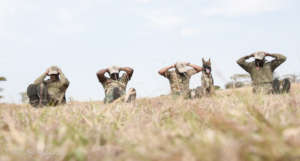 Participating in the sit-up challenge