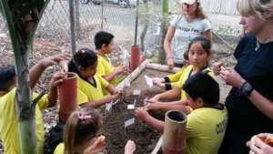 Planet Drum with students to making a tree nursery