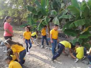Students working in School Garden