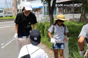 picking up trash