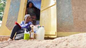 A caseworker visits w/a participant selling goods.