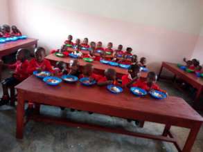 Students Eating Lunch in a New Classroom