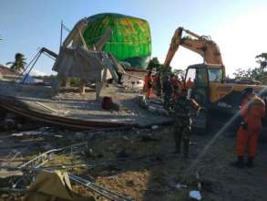 Collapsed mosque in North Lombok after the quake