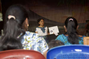 Vilma gives a presentation about menstruation