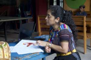 Vilma gives a Menstrual Health Ambassador training