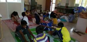 Yoga practice in group