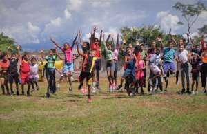 Jumping with their new shoes