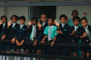 Children at morning assembly