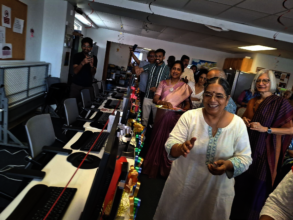 Dr. Kalasapudi at the computer lab inauguration