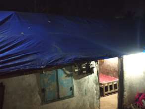 The roof Covered with Tarpaulin sheet