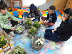 Planting activity with the children