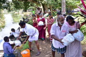 bring relief through boats to the families