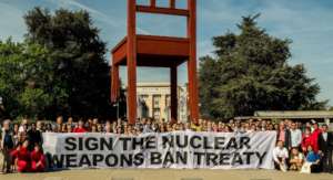 ICAN Campaigners at Broken Chair UN, Geneva