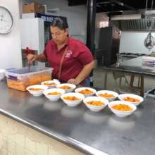 Serving food