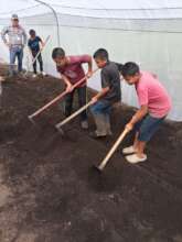 Students prepping the soil