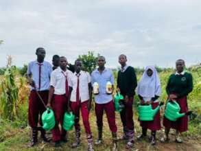 Students with Gardening Supplies