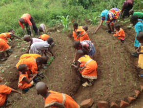 Young students in the garden.