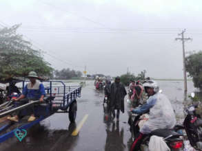 Flooded roads in Battambang province.