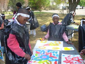 Children enjoying the painting activity