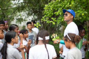 Biologist Marcelo in action with students!