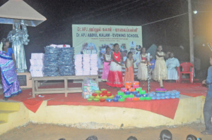 distribution of school bags,note books etc.