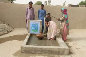 People fetching water from Hand Pump