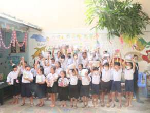 Students are happy to receive school materials