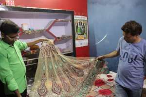 Raees showcasing his Zardozi skills at his home