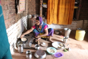 Rohit's mother, Poonam cooking for the boys