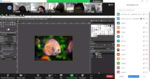 Young women learning how to edit digital images