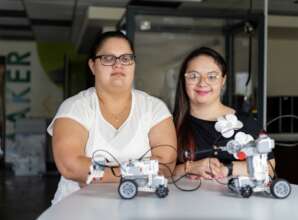 Raquel and Brittany show their final projects